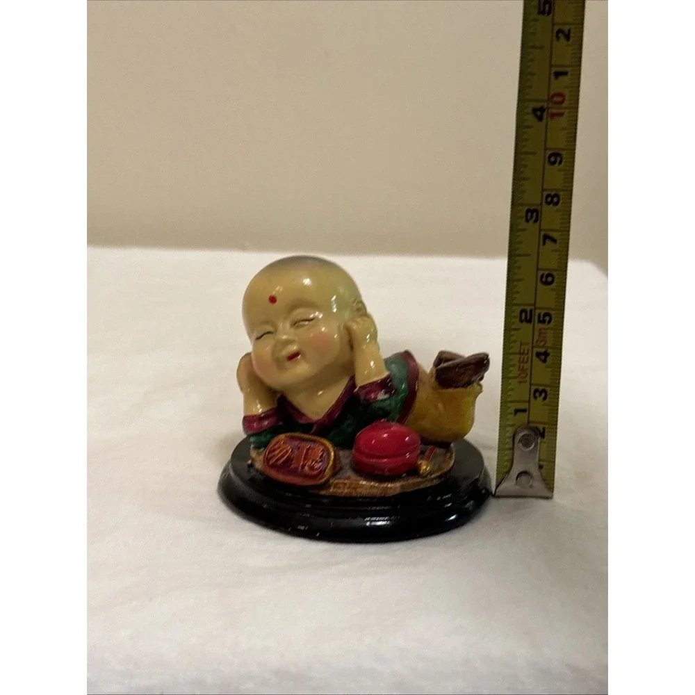 Set of 2 Baby Buddha Figurines Paperweights Hear No Evil Speak No Evil Decor